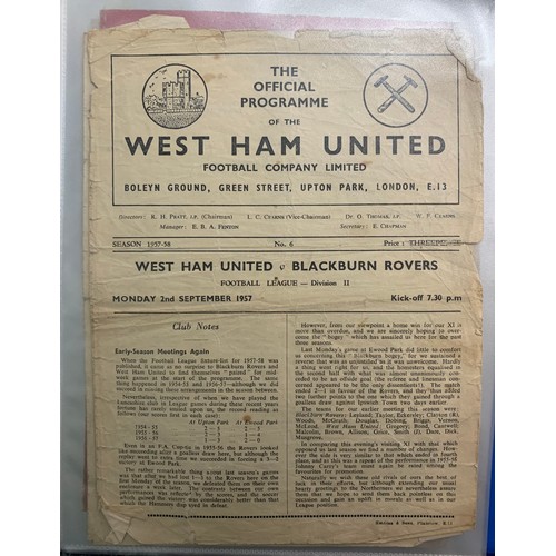 170 - West Ham United – 1944-1958 collection of various West Ham United mostly all Home fixtures, mixed co... 