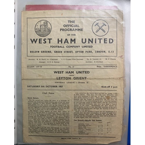 170 - West Ham United – 1944-1958 collection of various West Ham United mostly all Home fixtures, mixed co... 