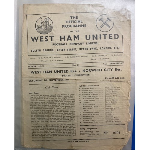 170 - West Ham United – 1944-1958 collection of various West Ham United mostly all Home fixtures, mixed co... 