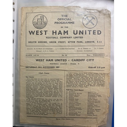 170 - West Ham United – 1944-1958 collection of various West Ham United mostly all Home fixtures, mixed co... 