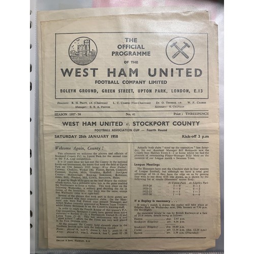 170 - West Ham United – 1944-1958 collection of various West Ham United mostly all Home fixtures, mixed co... 