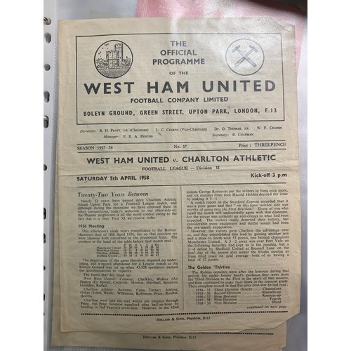 170 - West Ham United – 1944-1958 collection of various West Ham United mostly all Home fixtures, mixed co... 