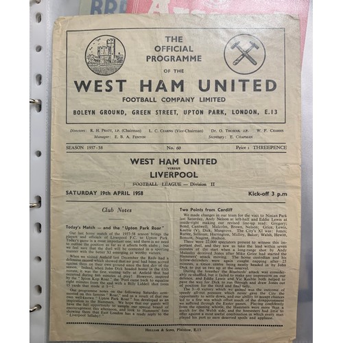 170 - West Ham United – 1944-1958 collection of various West Ham United mostly all Home fixtures, mixed co... 