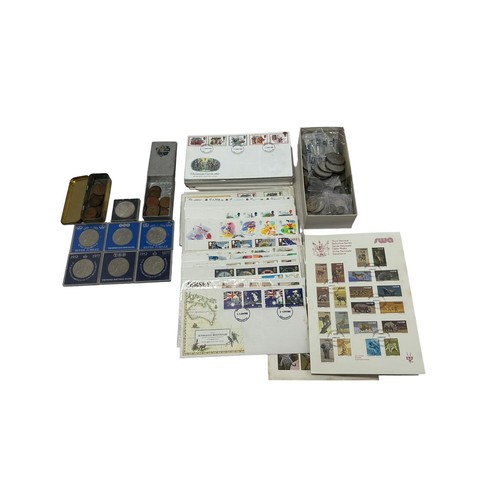 234 - Range of coins and stamp first day covers to include range of silver coins in mixed condition with c... 