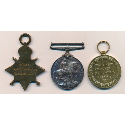 3 - First World War – Edward Sadler-Wood – 1914-15 Star Trio awarded to 202327 E. SADLER-WOOD R.A.F. Wit... 