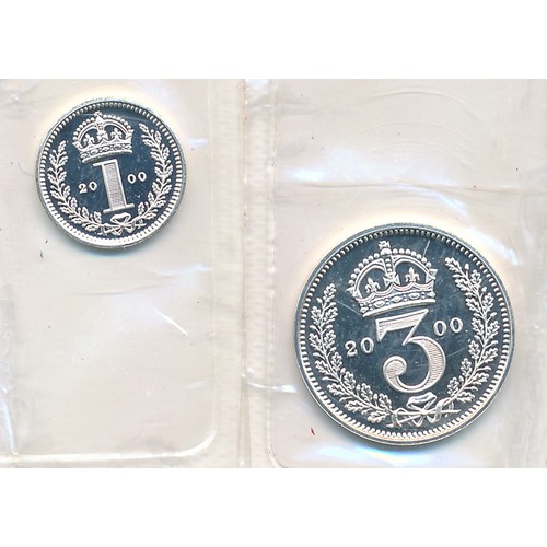 259 - 2000 Maundy Silver Proof 1d and 3d - Sealed in plastic wrapper.