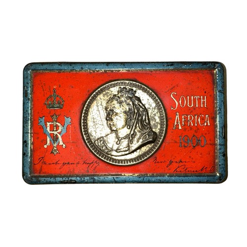 94 - Boer War South Africa 1900 Christmas Gift Tin, with profile of Queen Victoria to the centre