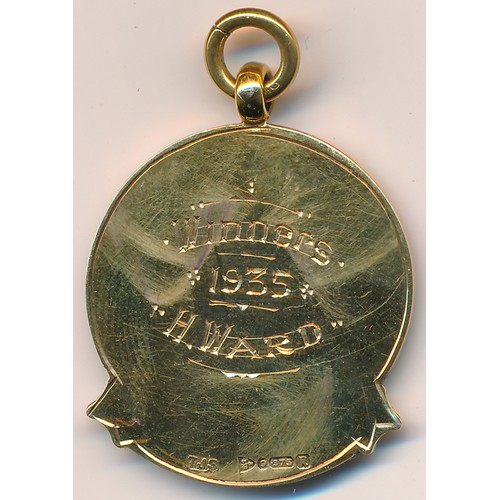 208 - Birmingham Union Clubs Angling Association 9ct gold medal, engraved 