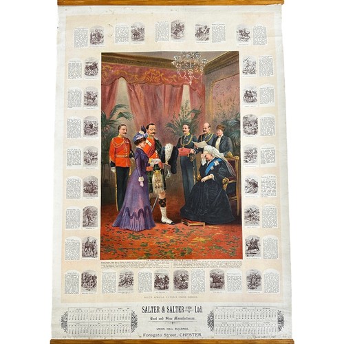 101 - Victoria Cross interest. The Queen And The Sightless Captain, 1900 colour poster as calendar for Sal... 