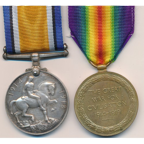 13 - First World War – Sydney Pickford – First World War British War Medal & Victory Medal pair awarded t... 