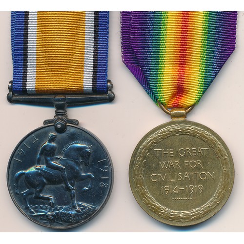 15 - First World War – Ernest Lunniss – First World War British War Medal & Victory Medal pair awarded to... 