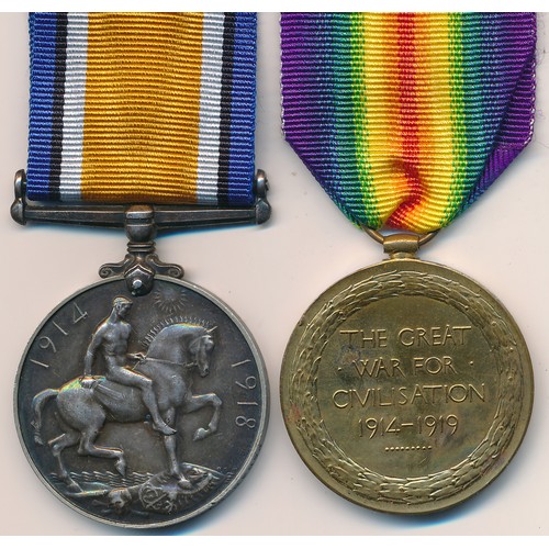 16 - First World War – William Albon – First World War British War Medal & Victory Medal pair awarded to ... 