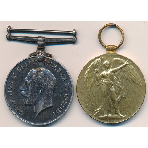 17 - First World War – Thomas E Sabin - First World War British War Medal & Victory Medal pair awarded 36... 