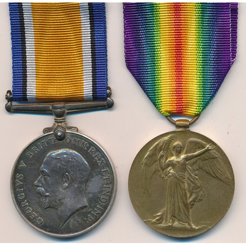 18 - First World War – Bernard Battarbee - First World War British War Medal & Victory Medal pair awarded... 