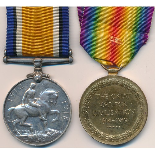 19 - First World War – J. Worsley - First World War British War Medal & Victory Medal pair awarded to S. ... 