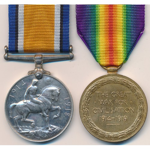 20 - First World War – Harry Bower - First World War British War Medal & Victory Medal pair awarded to 20... 