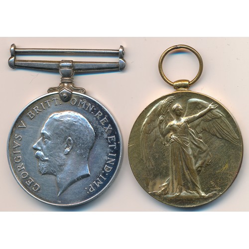 23 - First World War – Reginald Cassey - First World War British War Medal & Victory Medal pair awarded t... 