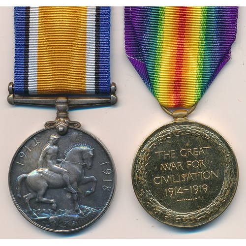 24 - First World War – Percy A Yates - First World War British War Medal & Victory Medal pair awarded to ... 