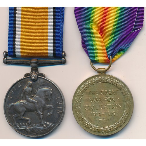 25 - First World War – Stafford Ball - First World War British War Medal & Victory Medal pair awarded to ... 