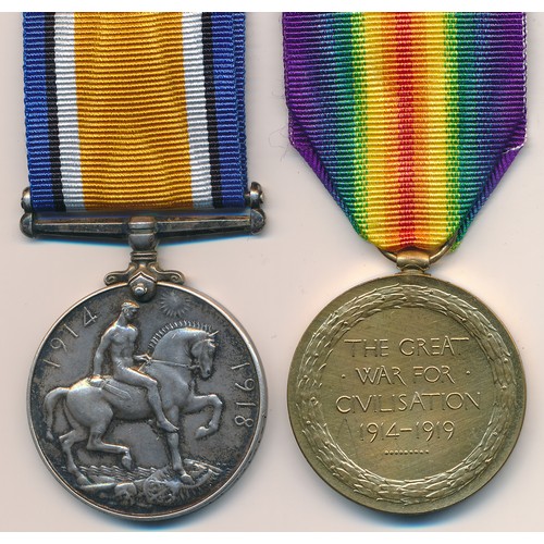 26 - First World War – William J Hayerly – First World War British War Medal & Victory Medal pair awarded... 