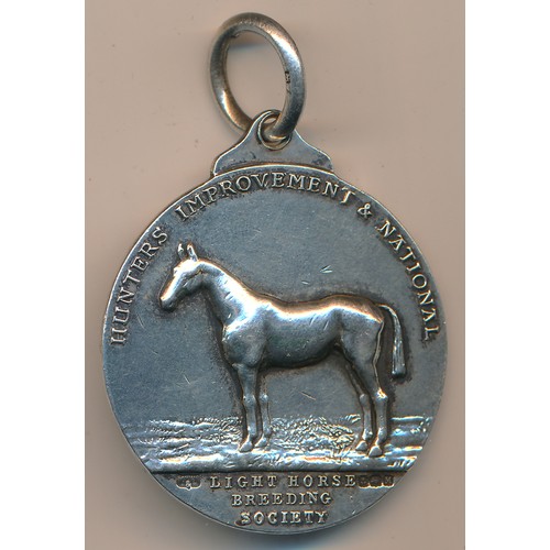 212 - Silver Hunters Improvement & National Light Horse Breeding Society medallion with loop. Hallmarked f... 