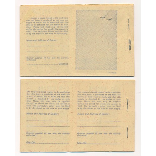 120 - Pair of Motor Fuel Ration Books, one for Motor Car (inc. Tricycle) not exceeding 1100 C.C., the othe... 