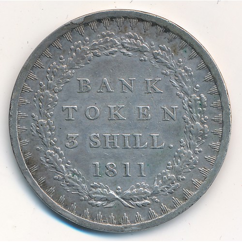 245 - George III 1811 3 shillings bank token fine.