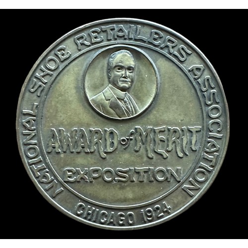 213 - National Shoe Retailers Association Award of Merit Exposition, Chicago 1924 medal. Unusual medallion... 