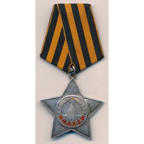 51 - Russia – Soviet Order of Glory 3rd Class, silver and red enamel star medal, on ribbon, awarded to 58... 