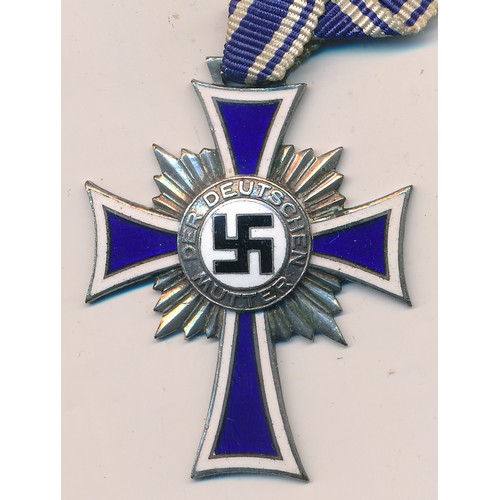 38 - Germany – Second World War silver Cross of Honour of the German Mother, with ribbon, dated 16 Decemb... 