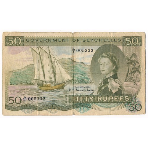 413 - Seychelles 50 Rupees dated 1st January 1968, the famous 'SEX' note, serial A/1 005332, fair to fine.... 