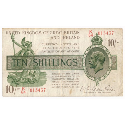 403 - Treasury Series, Warren Fisher, 10 Shillings, 6th November 1922 Second Issue, K/64 013437, about fin... 