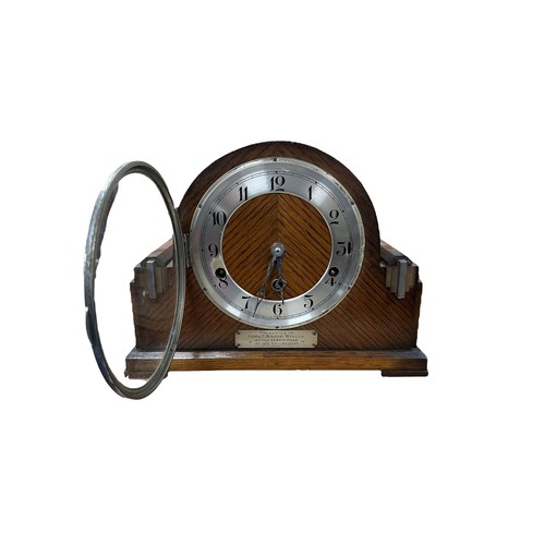 113 - 1930’s Mantel clock Presented to Sergt Major Willis by The Sergts Mess on his Retirement 1937. Dial ... 