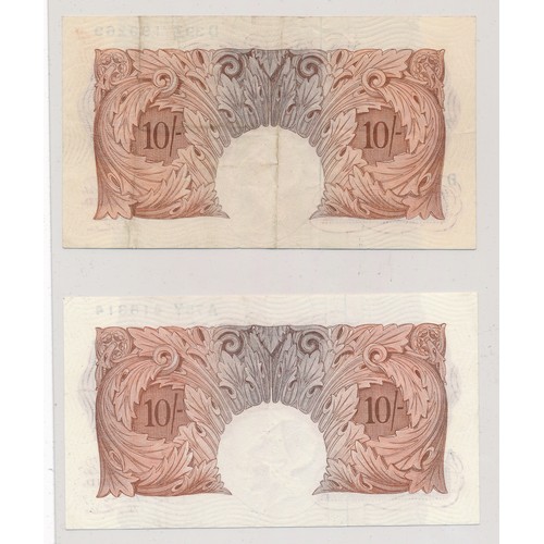 398 - Collection of ten shilling notes (7), very fine to good extremely fine with Peppiatt J27D, Peppiatt ... 