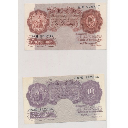 398 - Collection of ten shilling notes (7), very fine to good extremely fine with Peppiatt J27D, Peppiatt ... 