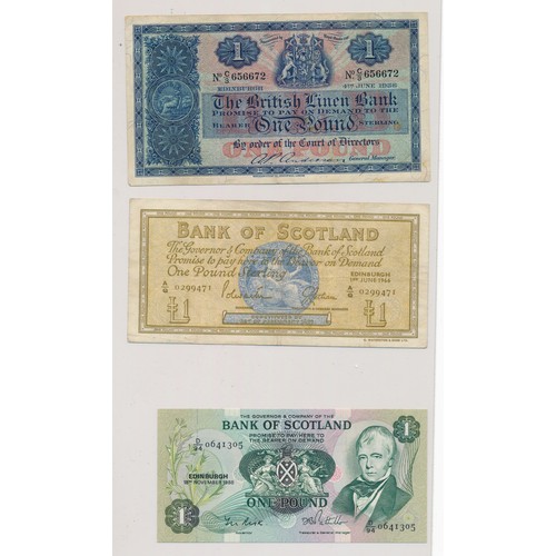 411 - Mainly Scottish banknotes (13), fine to extremely fine, with The National Bank of Scotland £1 B/L 27... 