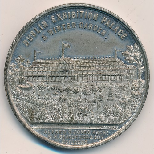 217 - 1865 (9 May) Dublin International Exhibition medal by I. Parkes, white metal, 52mm.