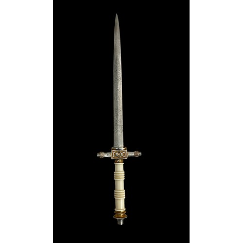 80 - Late 19th / Early 20th Century Dutch Naval Dirk / Dagger / Ponjaard, ‘Marine Ponjaard’, ribbed cream... 