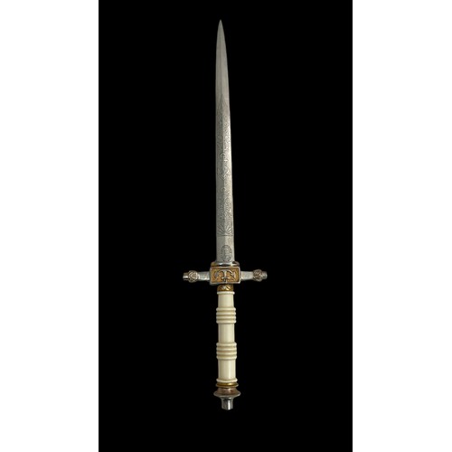 80 - Late 19th / Early 20th Century Dutch Naval Dirk / Dagger / Ponjaard, ‘Marine Ponjaard’, ribbed cream... 