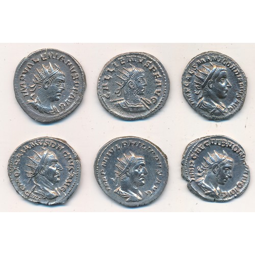 394 - Collection of Roman AR Antoninianus (6), including Trajan Decius, Valerian, Philip I, Gallienus, Gor... 