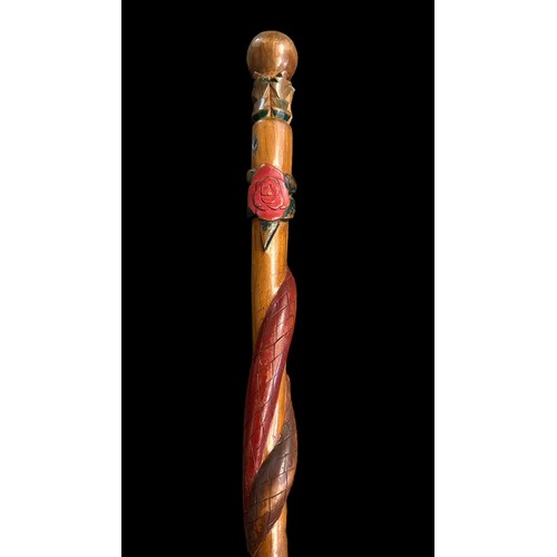 160 - Second World War, hand carved Japanese PoW walking stick from Featherston (New Zealand) Prisoner of ... 