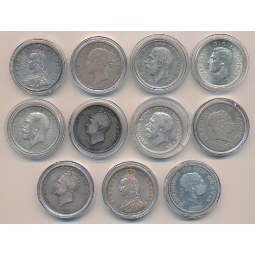 232 - Collection of half crowns (11), fine to extremely fine with 1818, 1820, 1825, 1826, 1886, 1887 (2), ... 