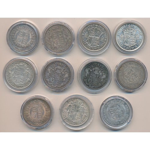 232 - Collection of half crowns (11), fine to extremely fine with 1818, 1820, 1825, 1826, 1886, 1887 (2), ... 