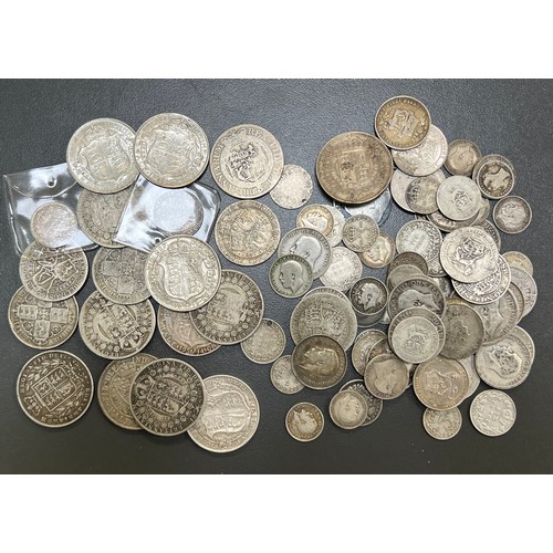 225 - Mainly 19th and 20th Century silver collection (all pre-1920),  in mixed condition, with 1757 sixpen... 