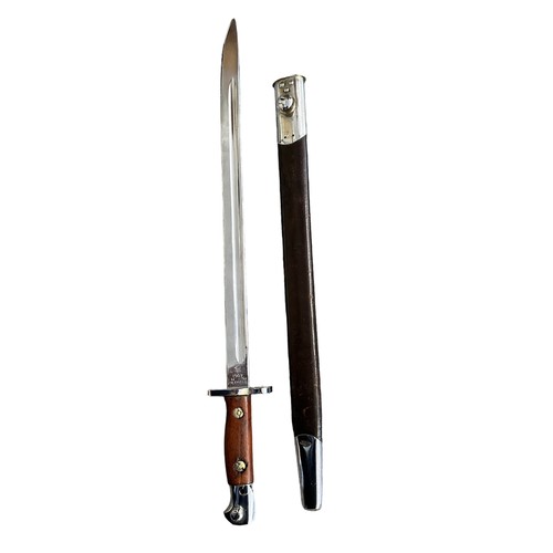 87 - 1907 Chromed Bayonet, single edged blade, marked 1907 11 18 Wilkinson to bottom of the blade, inspec... 