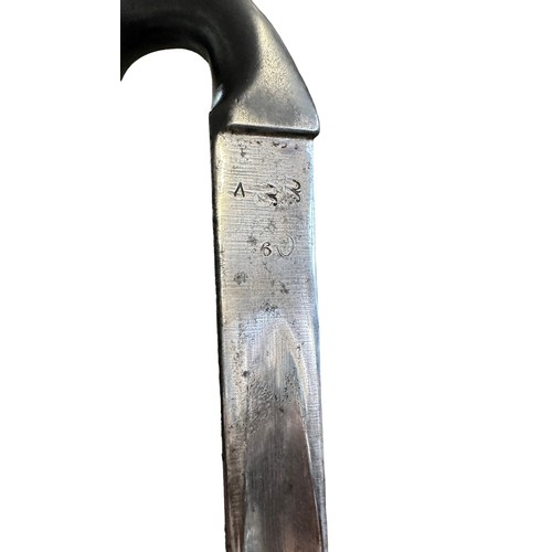 88 - Martin Henry Socket Bayonet, with scabbard, marks to one side of triangular blade. Blade length 54.5... 