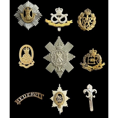 177 - Small range of various Cap Badges to include; RAF (x2), Royal Military Police, The Royal Scots, Sout... 