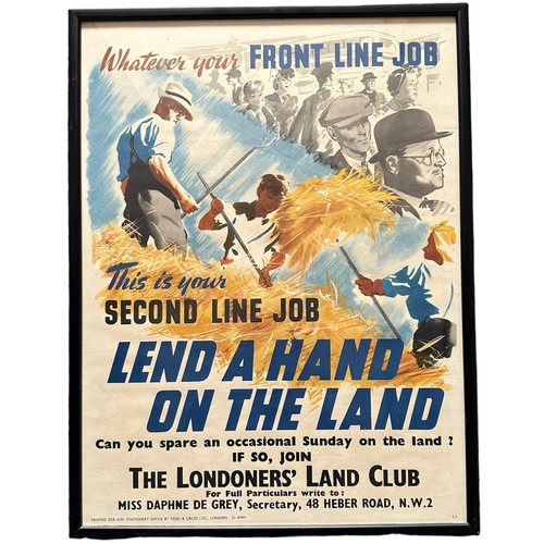 180 - Second World War “Lend a Hand on the Land” Propaganda poster 'Whatever your front line job, this is ... 