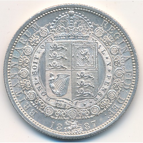 248 - Victoria 1887 Jubilee Head half crown, about uncirculated.