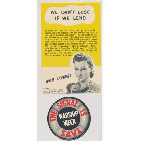 183 - Selection of British Second World War Propaganda leaflets, to include; ‘We Can’t Lose If We Lend’ Wa... 